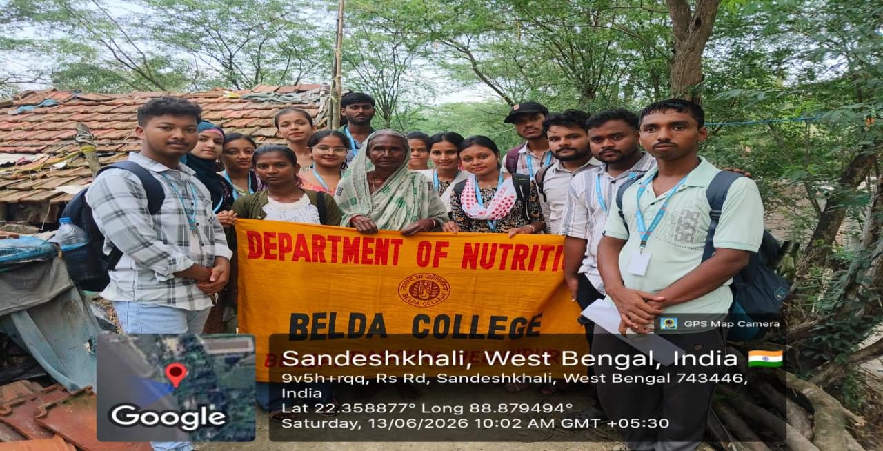 Belda College nutrition students with a community elder in Sandeshkhali